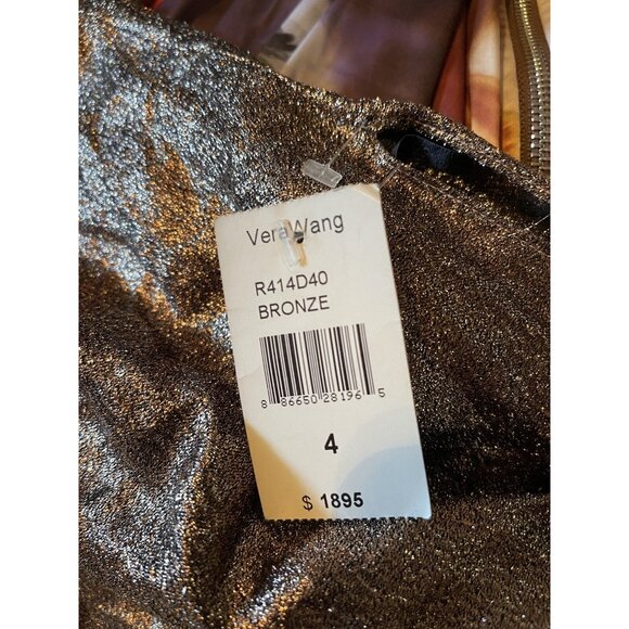 Vera Wang Collection Bronze Shimmer Beaded Silk Dress Sz 4 Runway Sample $1895 - Picture 6 of 16